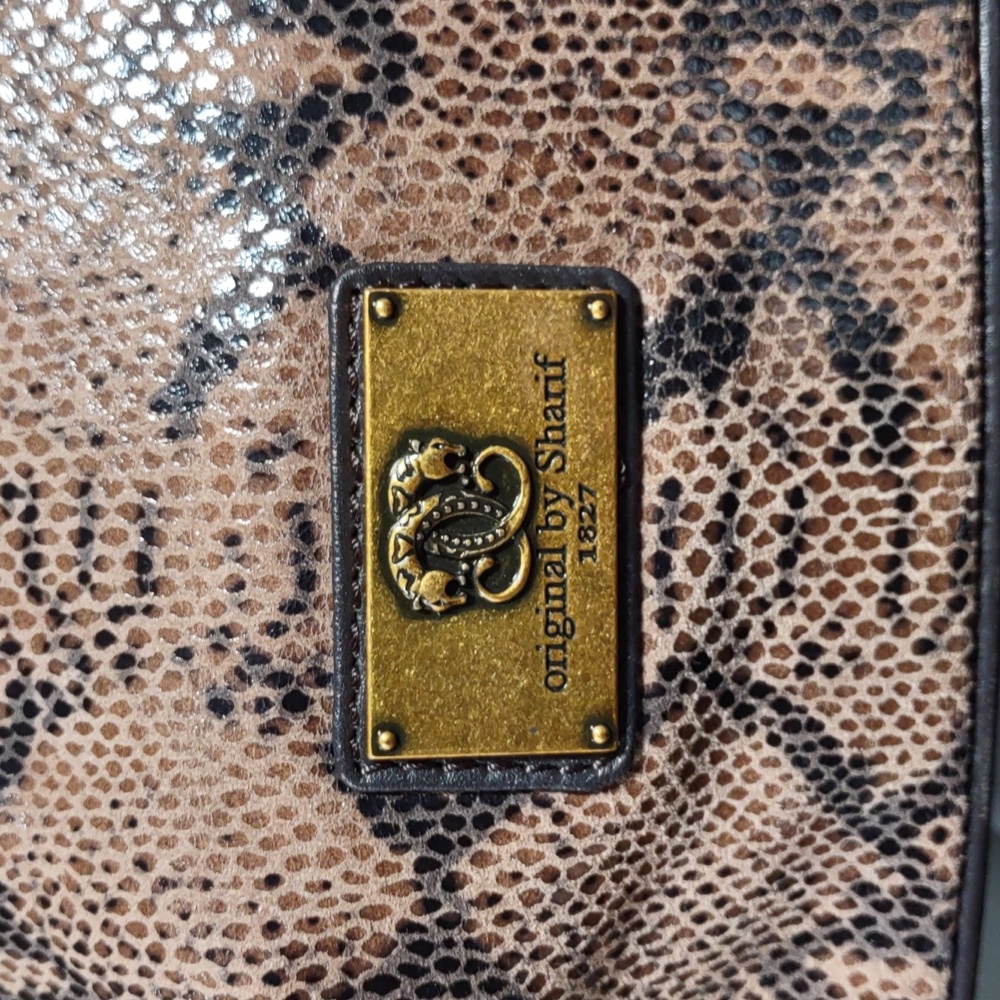 Sharif Snake Embossed Suede/Leather Gathered Tote… - image 3